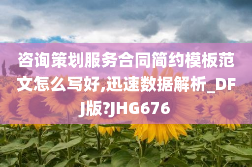 咨询策划服务合同简约模板范文怎么写好,迅速数据解析_DFJ版?JHG676