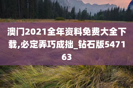 澳门2021全年资料免费大全下载,必定弄巧成拙_钻石版547163