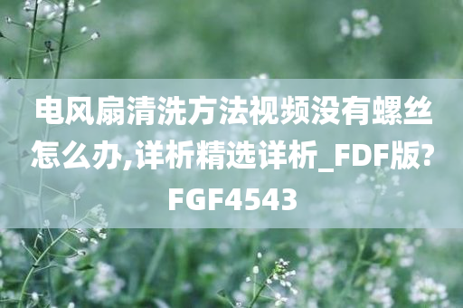 电风扇清洗方法视频没有螺丝怎么办,详析精选详析_FDF版?FGF4543