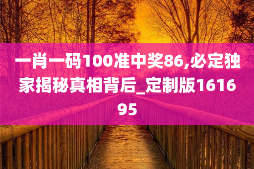 一肖一码100准中奖86,必定独家揭秘真相背后_定制版161695