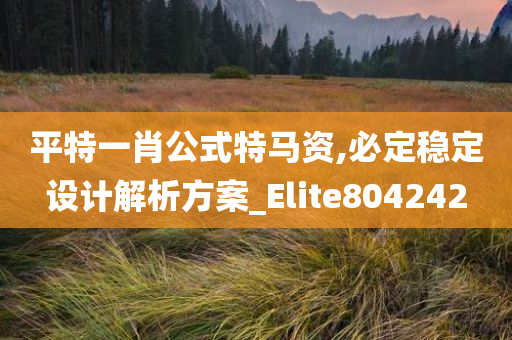 平特一肖公式特马资,必定稳定设计解析方案_Elite804242