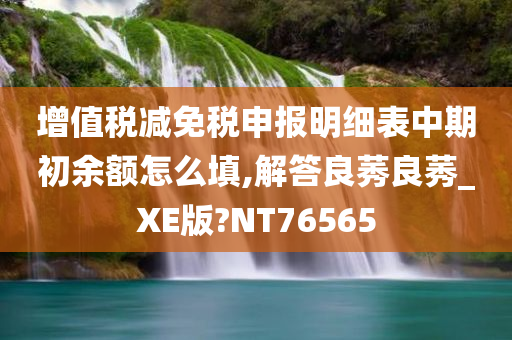 增值税减免税申报明细表中期初余额怎么填,解答良莠良莠_XE版?NT76565