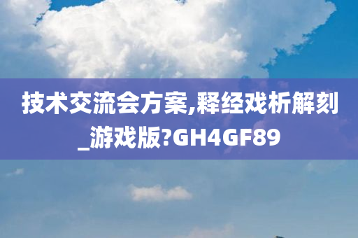 技术交流会方案,释经戏析解刻_游戏版?GH4GF89