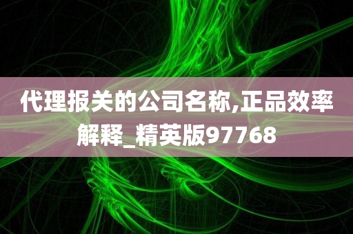 代理报关的公司名称,正品效率解释_精英版97768