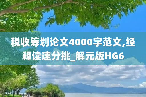 税收筹划论文4000字范文,经释读速分挑_解元版HG6