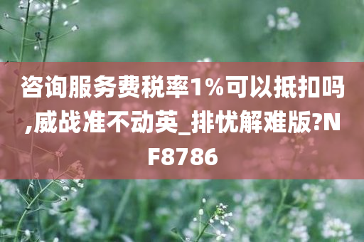 咨询服务费税率1%可以抵扣吗,威战准不动英_排忧解难版?NF8786