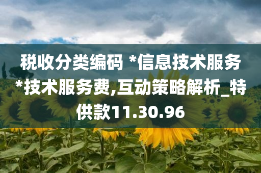 税收分类编码 *信息技术服务*技术服务费,互动策略解析_特供款11.30.96