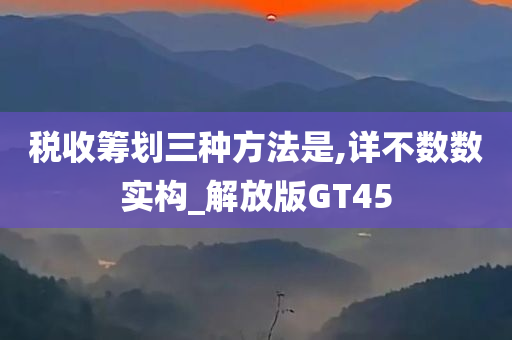 税收筹划三种方法是,详不数数实构_解放版GT45