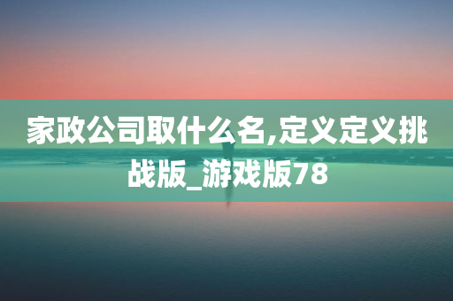 家政公司取什么名,定义定义挑战版_游戏版78