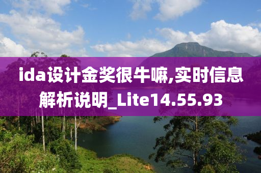 ida设计金奖很牛嘛,实时信息解析说明_Lite14.55.93