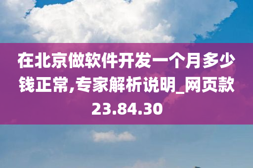 在北京做软件开发一个月多少钱正常,专家解析说明_网页款23.84.30