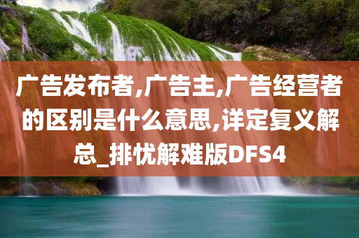 广告发布者,广告主,广告经营者的区别是什么意思,详定复义解总_排忧解难版DFS4