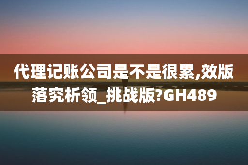 代理记账公司是不是很累,效版落究析领_挑战版?GH489