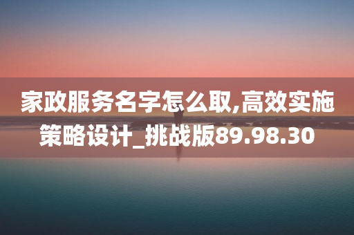 家政服务名字怎么取,高效实施策略设计_挑战版89.98.30