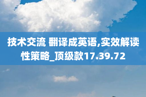 技术交流 翻译成英语,实效解读性策略_顶级款17.39.72