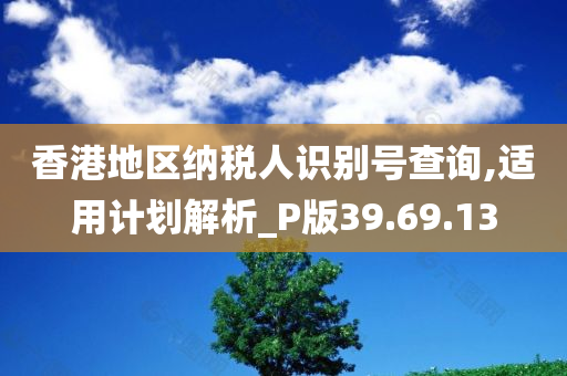 香港地区纳税人识别号查询,适用计划解析_P版39.69.13