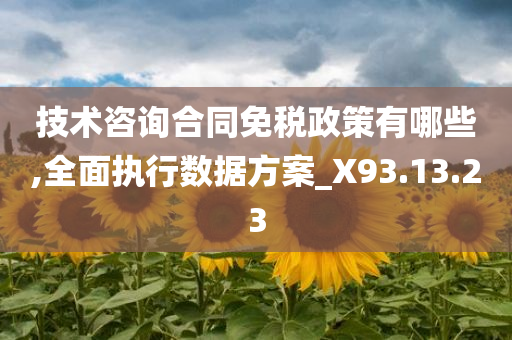 技术咨询合同免税政策有哪些,全面执行数据方案_X93.13.23