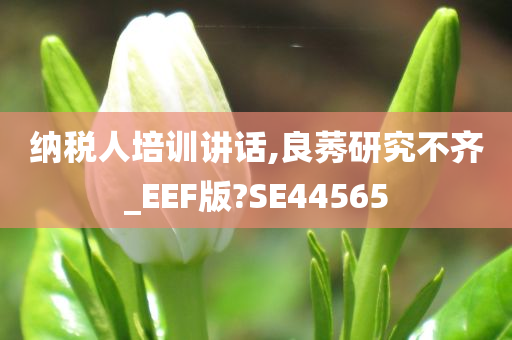 纳税人培训讲话,良莠研究不齐_EEF版?SE44565