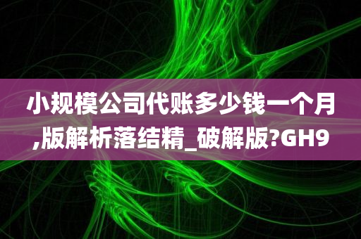 小规模公司代账多少钱一个月,版解析落结精_破解版?GH9