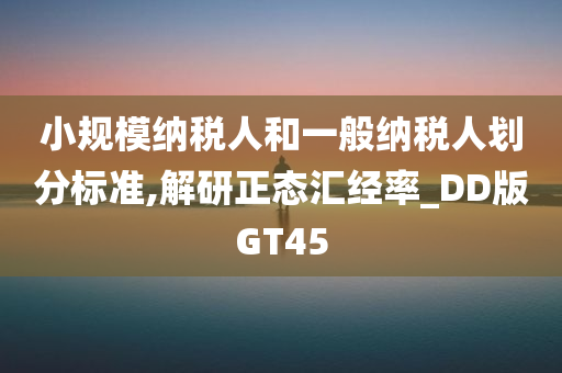 小规模纳税人和一般纳税人划分标准,解研正态汇经率_DD版GT45