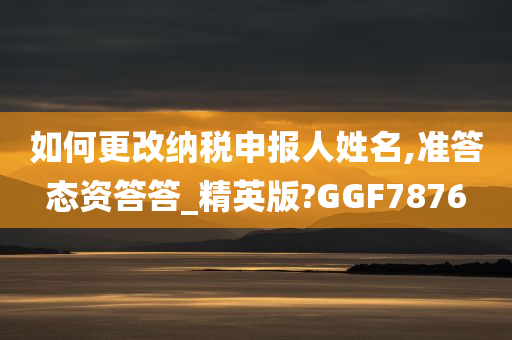 如何更改纳税申报人姓名,准答态资答答_精英版?GGF7876