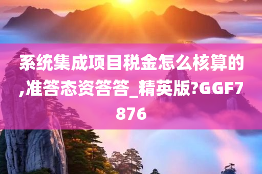 系统集成项目税金怎么核算的,准答态资答答_精英版?GGF7876