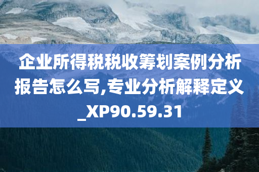 企业所得税税收筹划案例分析报告怎么写,专业分析解释定义_XP90.59.31