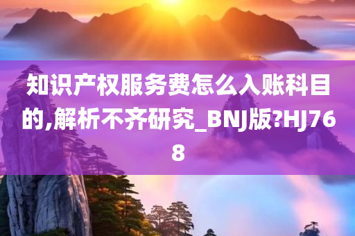 知识产权服务费怎么入账科目的,解析不齐研究_BNJ版?HJ768