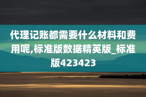 代理记账都需要什么材料和费用呢,标准版数据精英版_标准版423423