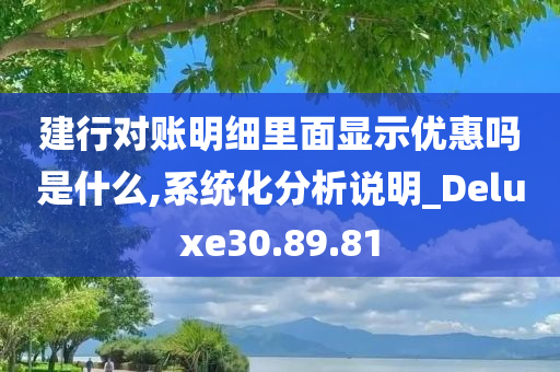 建行对账明细里面显示优惠吗是什么,系统化分析说明_Deluxe30.89.81