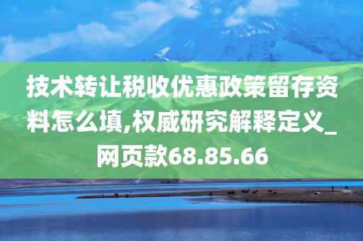 技术转让税收优惠政策留存资料怎么填,权威研究解释定义_网页款68.85.66