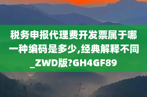 税务申报代理费开发票属于哪一种编码是多少,经典解释不同_ZWD版?GH4GF89