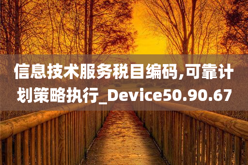 信息技术服务税目编码,可靠计划策略执行_Device50.90.67