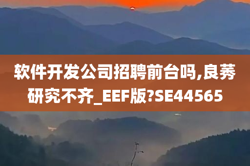 软件开发公司招聘前台吗,良莠研究不齐_EEF版?SE44565