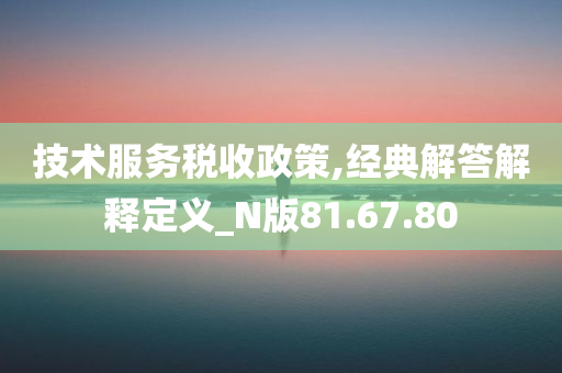 技术服务税收政策,经典解答解释定义_N版81.67.80