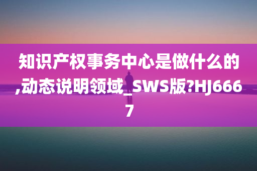 知识产权事务中心是做什么的,动态说明领域_SWS版?HJ6667