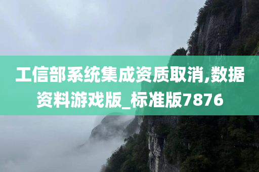 工信部系统集成资质取消,数据资料游戏版_标准版7876