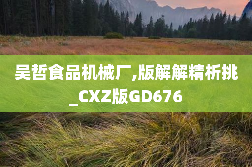 吴哲食品机械厂,版解解精析挑_CXZ版GD676