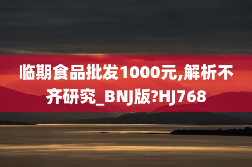 临期食品批发1000元,解析不齐研究_BNJ版?HJ768