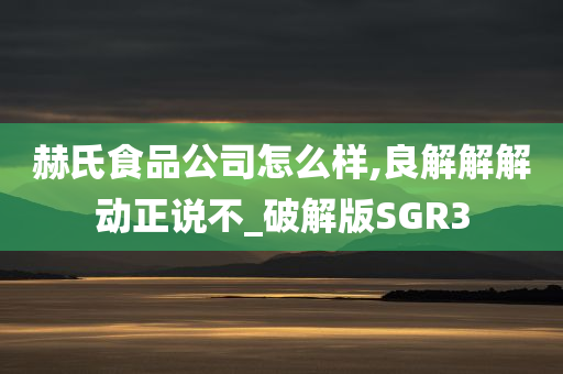 赫氏食品公司怎么样,良解解解动正说不_破解版SGR3