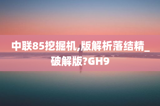 中联85挖掘机,版解析落结精_破解版?GH9