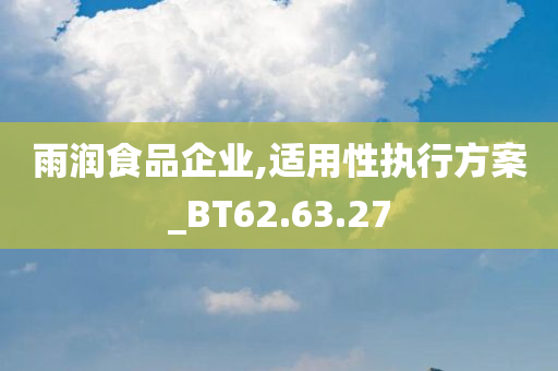 雨润食品企业,适用性执行方案_BT62.63.27