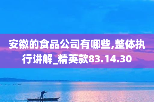 安徽的食品公司有哪些,整体执行讲解_精英款83.14.30