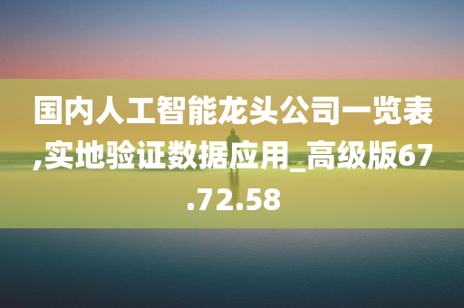 国内人工智能龙头公司一览表,实地验证数据应用_高级版67.72.58