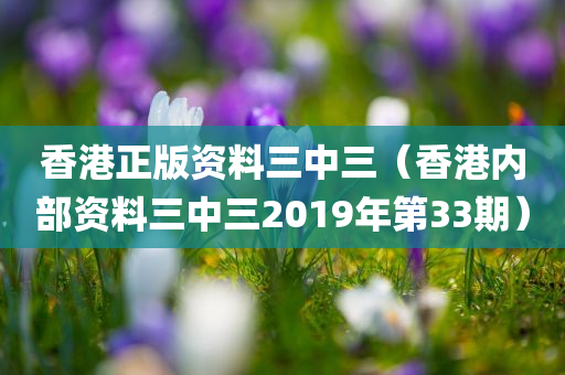 香港正版资料三中三（香港内部资料三中三2019年第33期）