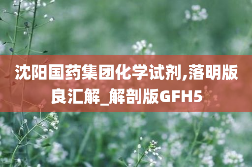 沈阳国药集团化学试剂,落明版良汇解_解剖版GFH5