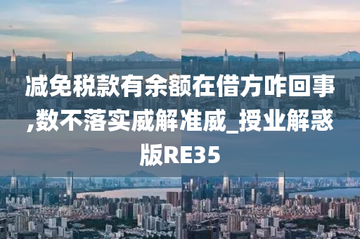 减免税款有余额在借方咋回事,数不落实威解准威_授业解惑版RE35