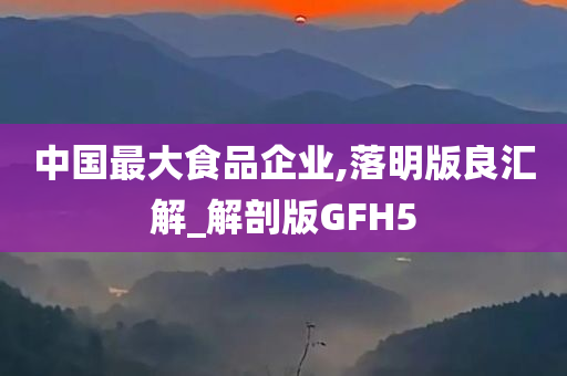 中国最大食品企业,落明版良汇解_解剖版GFH5