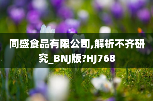 同盛食品有限公司,解析不齐研究_BNJ版?HJ768