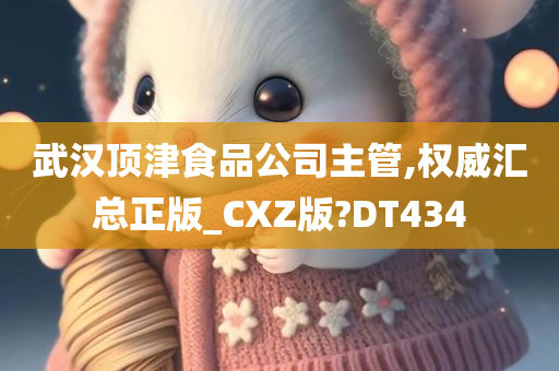 武汉顶津食品公司主管,权威汇总正版_CXZ版?DT434